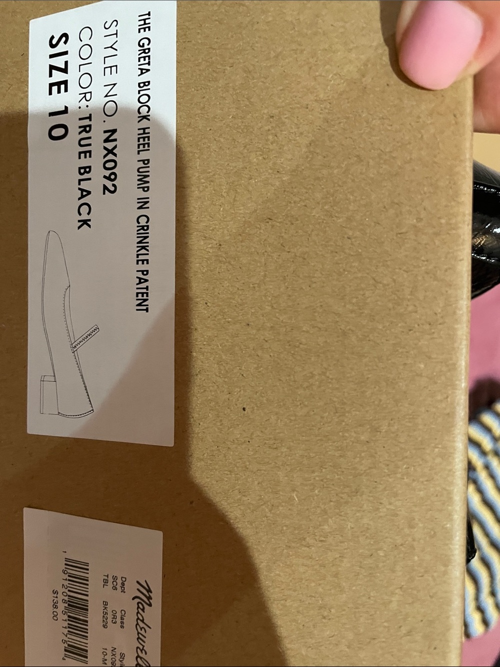 Madewell The Greta Pump Mary Jane in crinkle black patent leather in size 10 - Picture 7 of 9